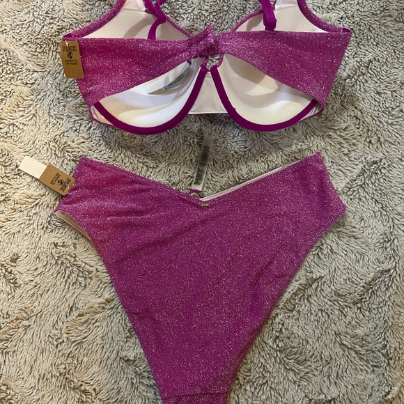 3 piece Victoria secret PINK sparkly  bikini and cover up skirt NWT - Picture 2 of 4